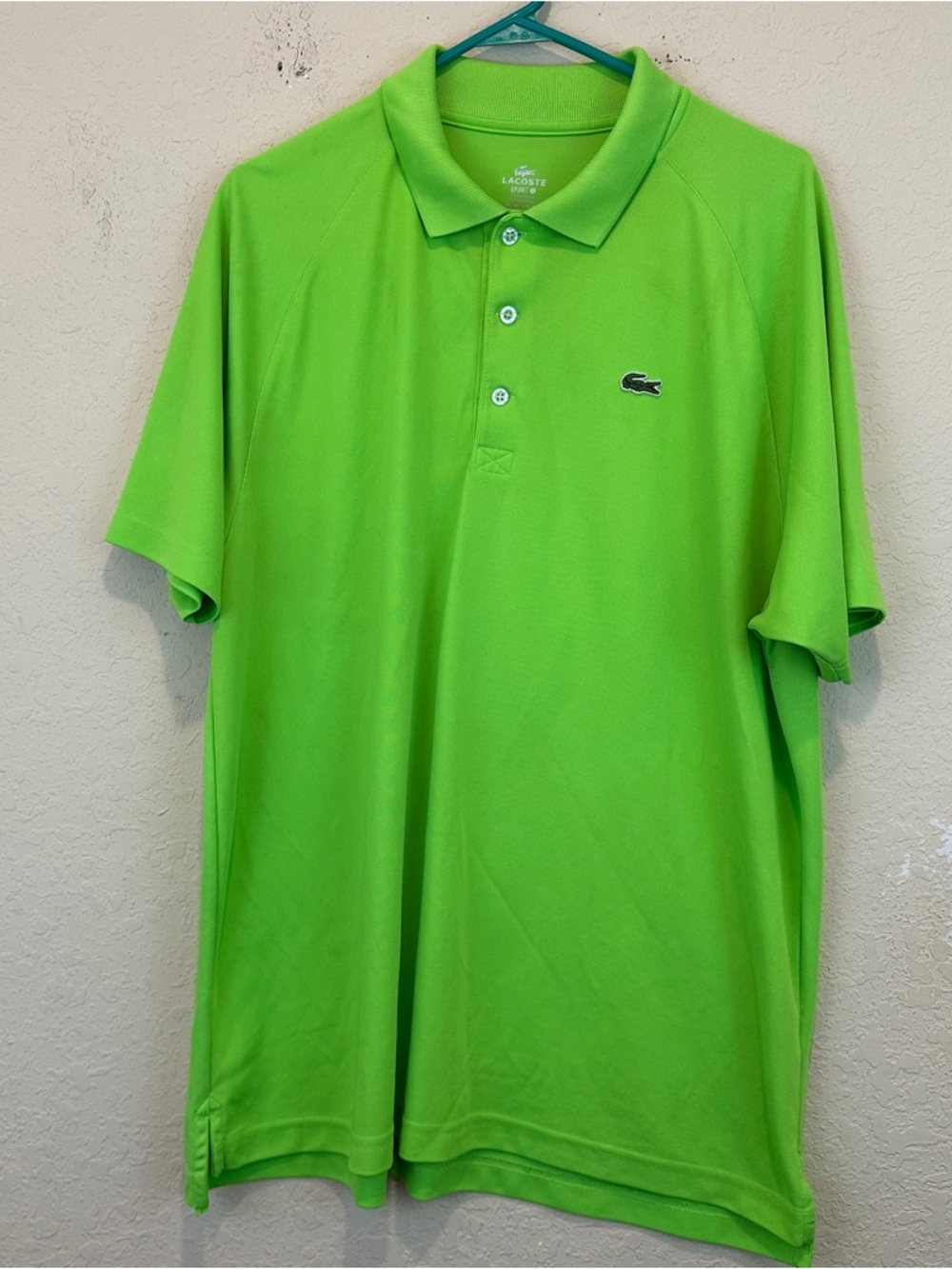 Lacoste Size 7 Men's Bright Green Polo Shirt short sleeve casual